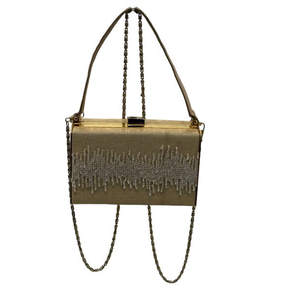 Vintage Glam Party Beaded Purse*Box shaped top handle cross body*1960's Beauty - Picture 9 of 11